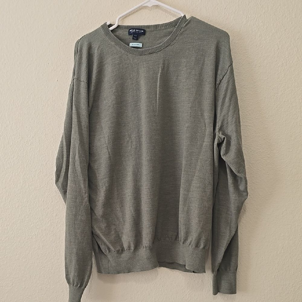 Peter Millar Wool, Green Crewneck Sweater,‎  Relaxed Fit XXL